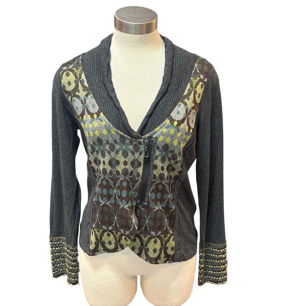Dolcezza Womens Cardigan Green Blue Gray Wearable Art Sz. M